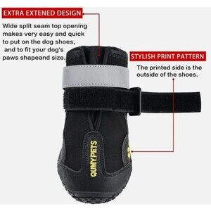QUMY Dog Shoes for Dogs, Medium Dog Boots & Paw Protectors Size 6 - Black